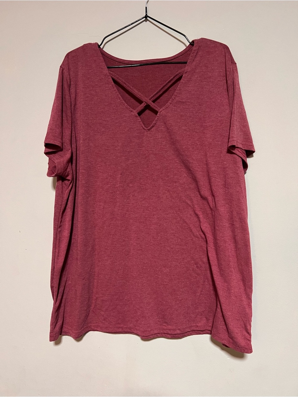 Women's Plus size XXL Crisscross V-Neck Tee Blouse Top